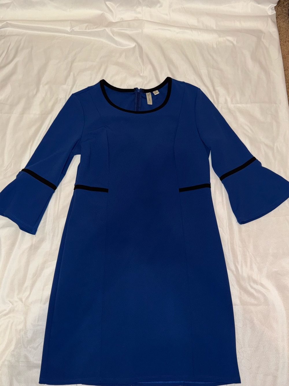 Tacera Royal Blue Sheath Dress with Black Trim